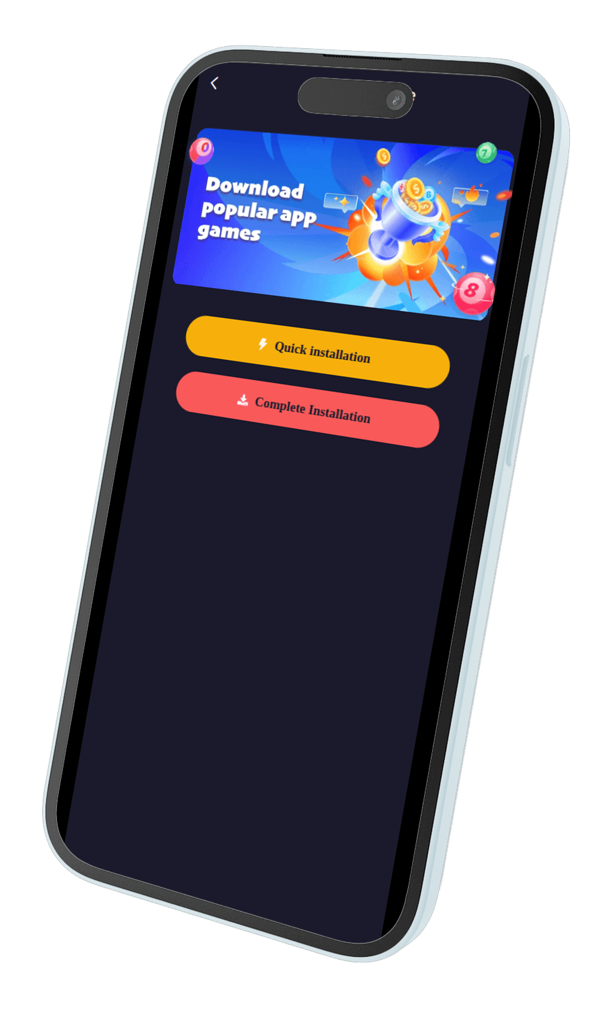 1xBet app download screen — Quick Installation versus Complete Installation for 1xBet
